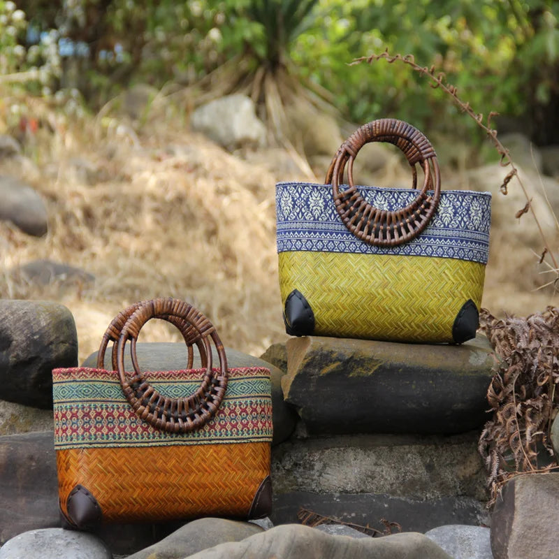 Handwoven bamboo rattan bag for women – ARIANA