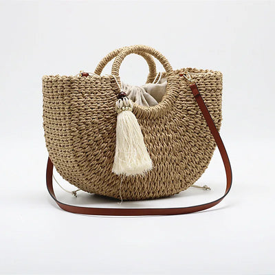Shopper bag woven from papyrus for women
