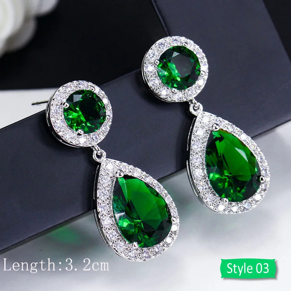 Green crystal drop earrings for women – ARIANA