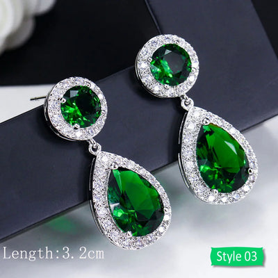 Green crystal drop earrings for women – ARIANA