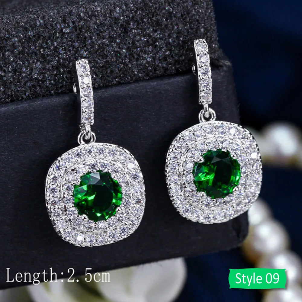 Green crystal drop earrings for women – ARIANA