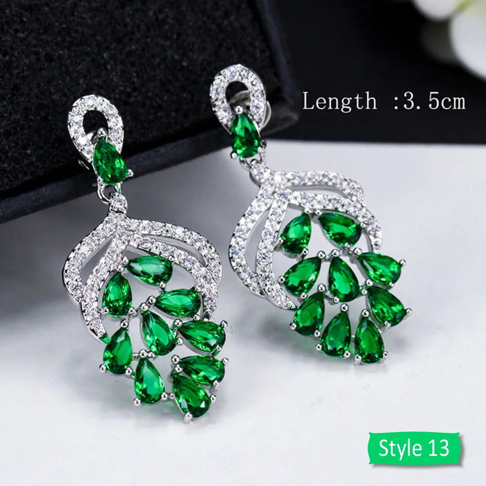 Green crystal drop earrings for women – ARIANA