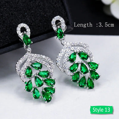 Green crystal drop earrings for women – ARIANA
