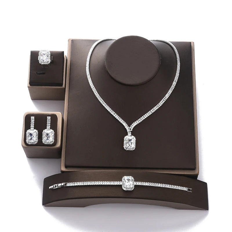 Bridal jewelry set with zircon stones for women