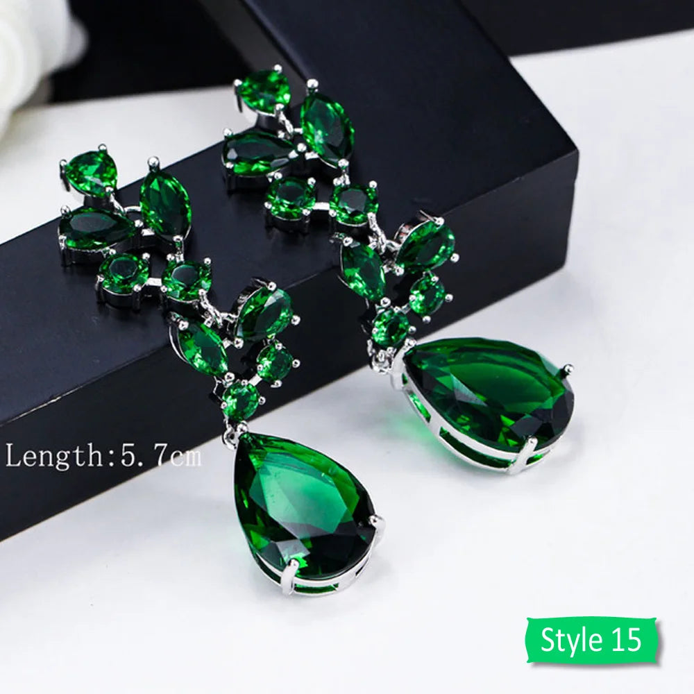 Green crystal drop earrings for women – ARIANA