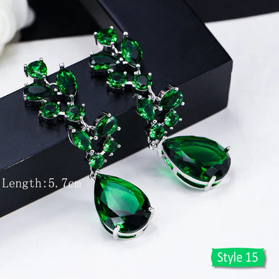 Green crystal drop earrings for women – ARIANA