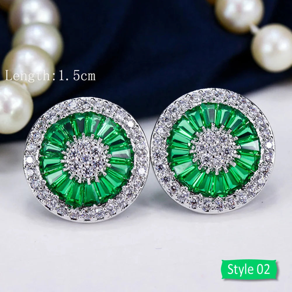 Drop earrings with green cubic zirconia for women