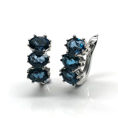Natural London blue topaz ring and earring set for women – ARIANA
