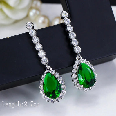 Green crystal drop earrings for women – ARIANA