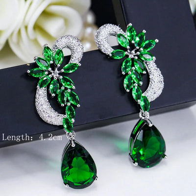 Green crystal drop earrings for women – ARIANA
