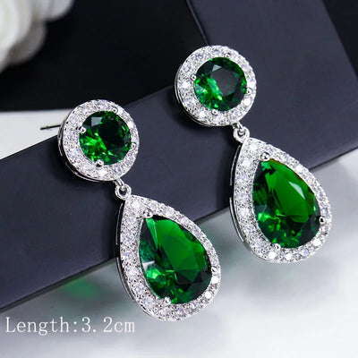 Green crystal drop earrings for women – ARIANA