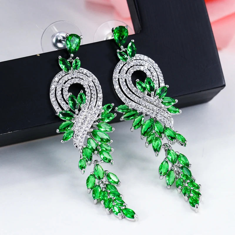 Green crystal drop earrings for women – ARIANA
