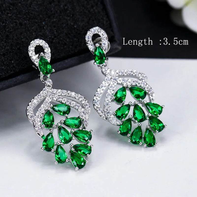 Green crystal drop earrings for women – ARIANA