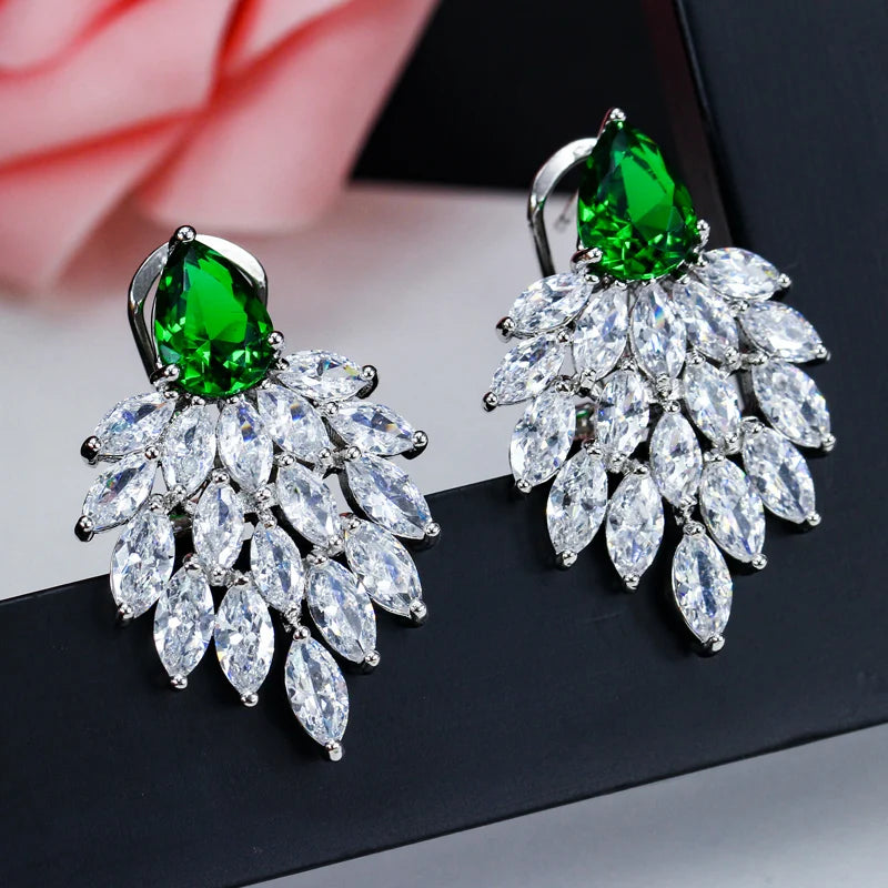 Green crystal drop earrings for women – ARIANA