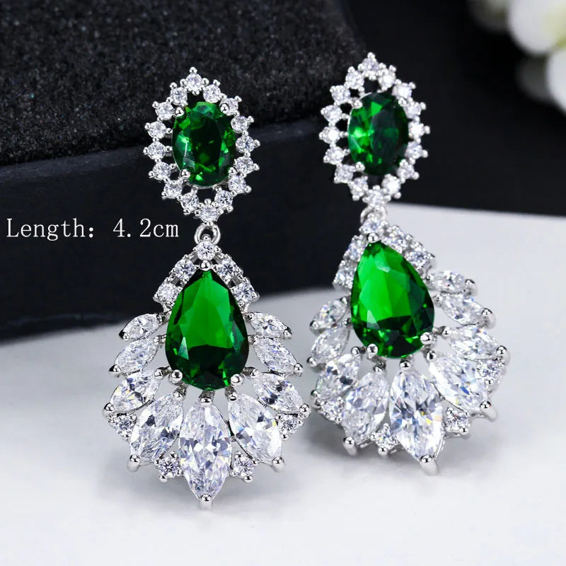 Green crystal drop earrings for women – ARIANA