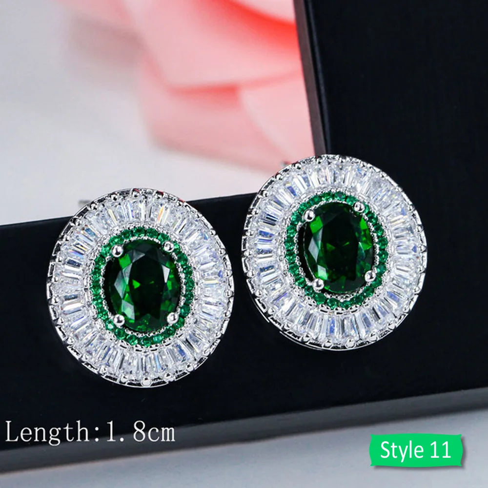 Green crystal drop earrings for women – ARIANA