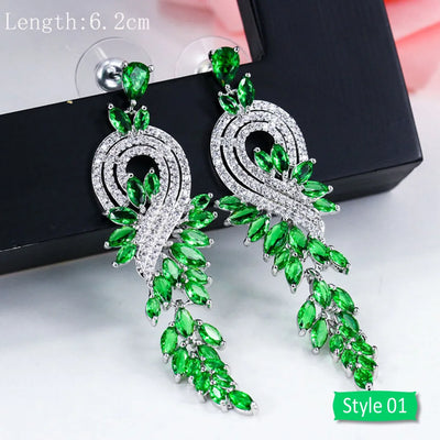 Green crystal drop earrings for women – ARIANA