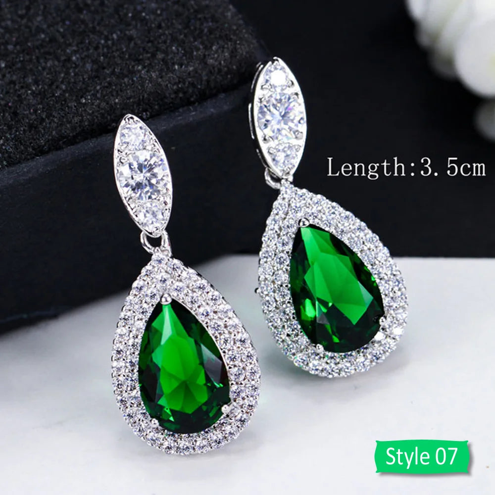 Green crystal drop earrings for women – ARIANA