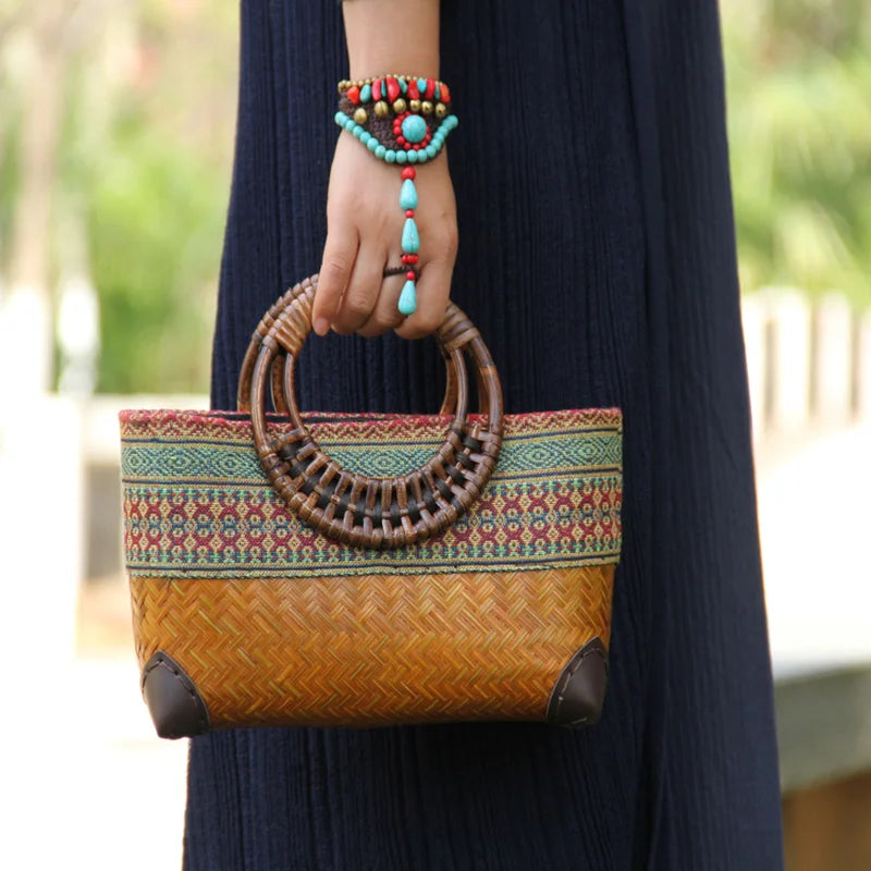 Handwoven bamboo rattan bag for women – ARIANA