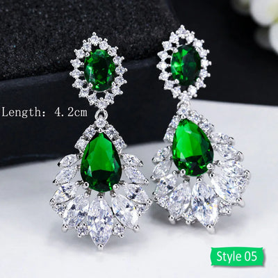 Green crystal drop earrings for women – ARIANA