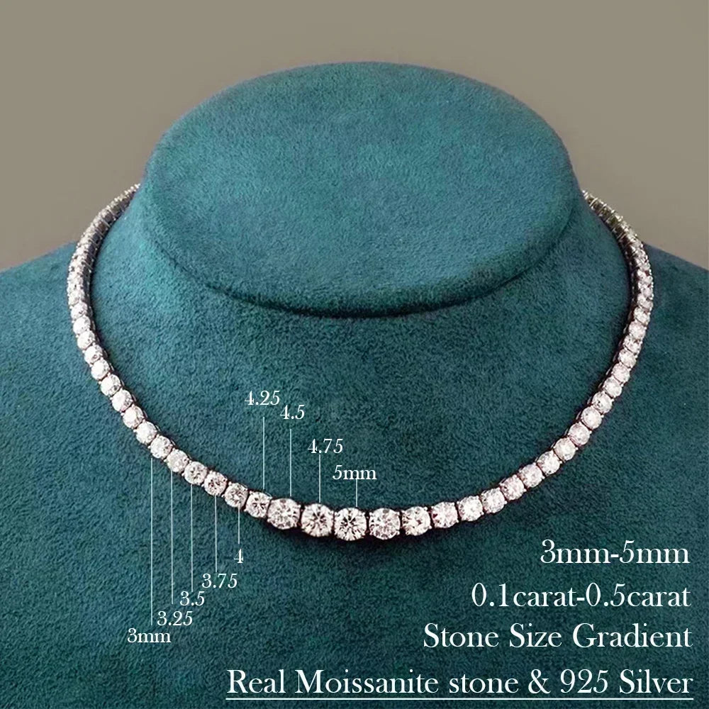 Tennis-style choker necklace with moissanite for women
