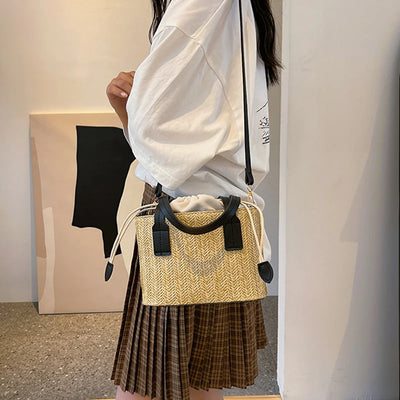 Woven straw bucket bag for women – ARIANA