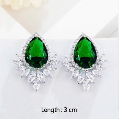 Green crystal drop earrings for women – ARIANA