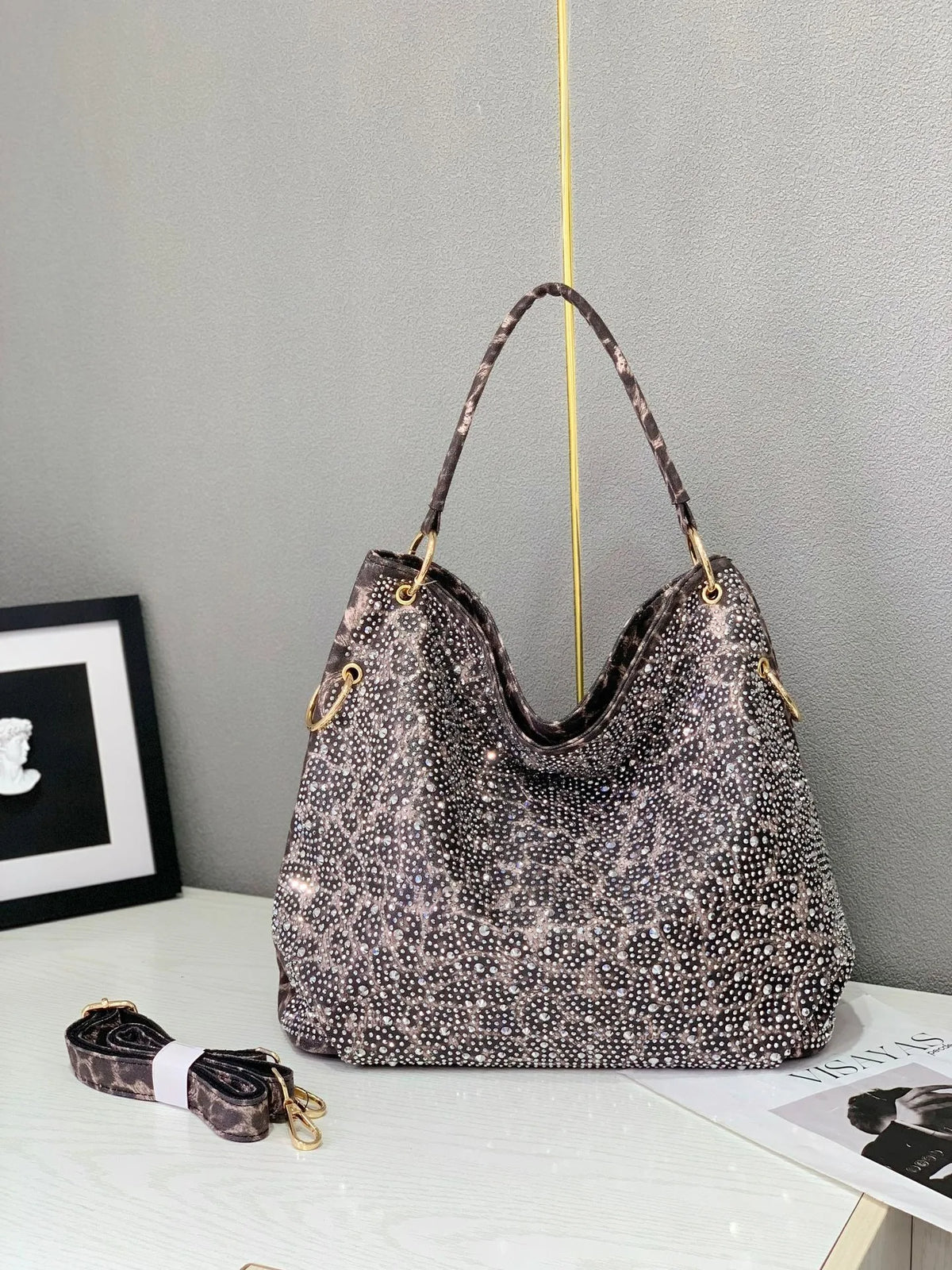 Sequin leopard print evening clutch for women – ARIANA