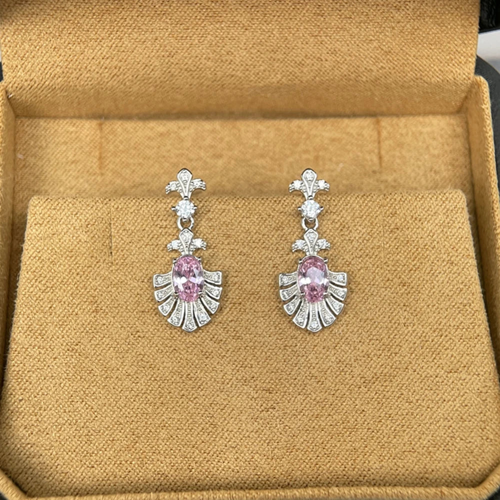 S925 silver stud earrings with diamond-simulant stones for women