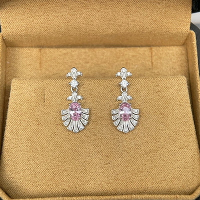 S925 silver stud earrings with diamond-simulant stones for women