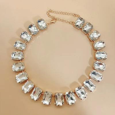 18K gold-plated crystal chain necklace for women