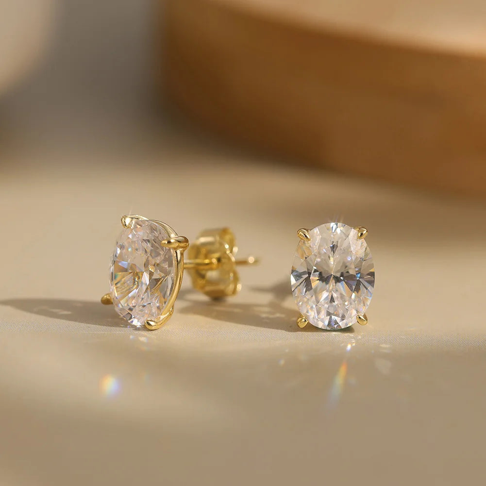 Oval moissanite stud earrings in 925 silver for women – ARIANA
