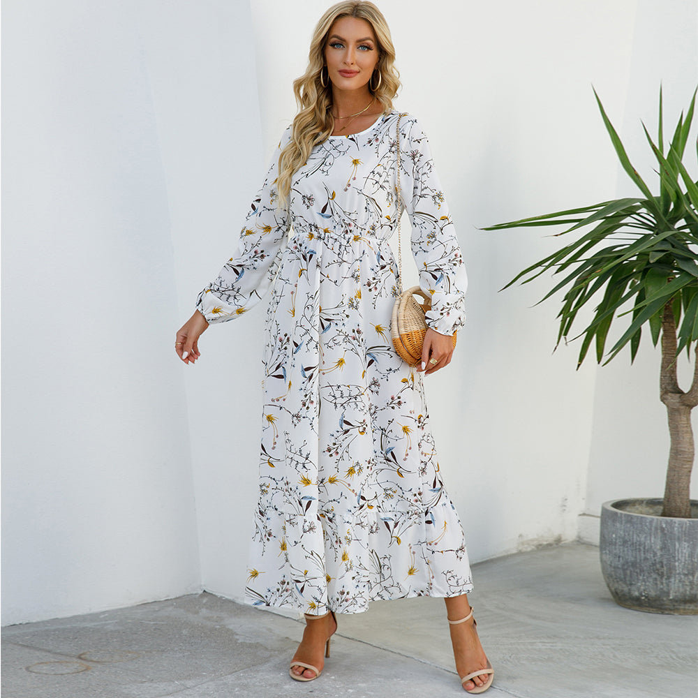Chiffon maxi dress with floral print for women