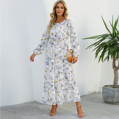 Chiffon maxi dress with floral print for women