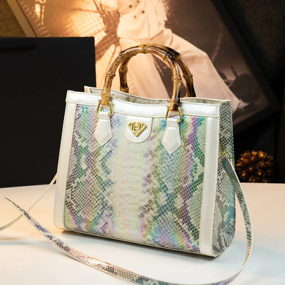 Snake print bamboo-handle tote for women – ARIANA