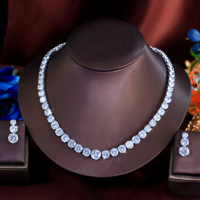 Tennis-style jewelry set with cubic zirconia for women