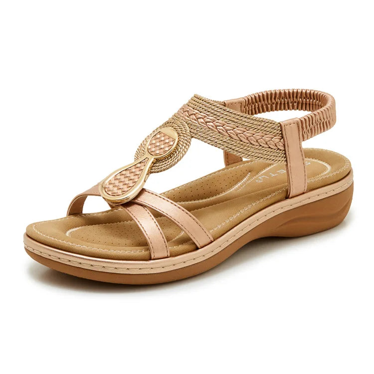 Slope heel sandals with bohemian style for women