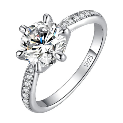 18K gold-plated S925 silver wedding ring with moissanite for women