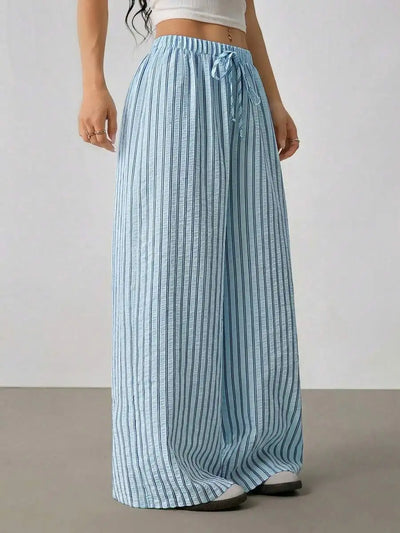 Striped drawstring wide-leg pants for women – ARIANA