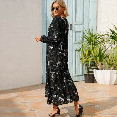Bohemian floral maxi dress in chiffon for women – ARIANA
