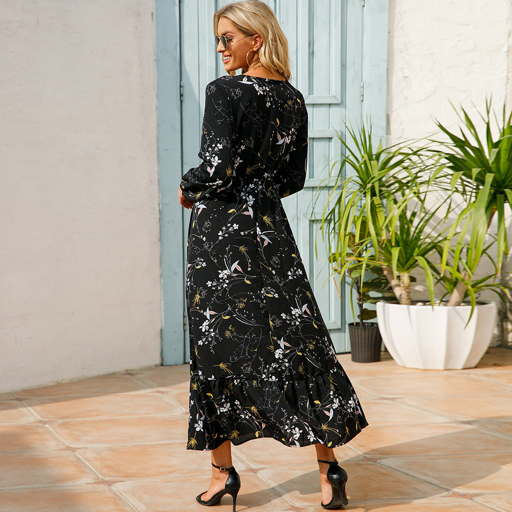 Bohemian floral maxi dress in chiffon for women – ARIANA