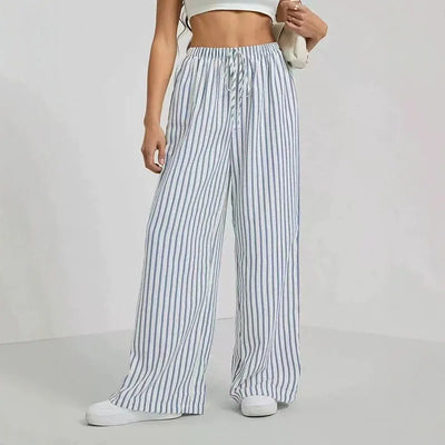 Striped drawstring wide-leg pants for women – ARIANA