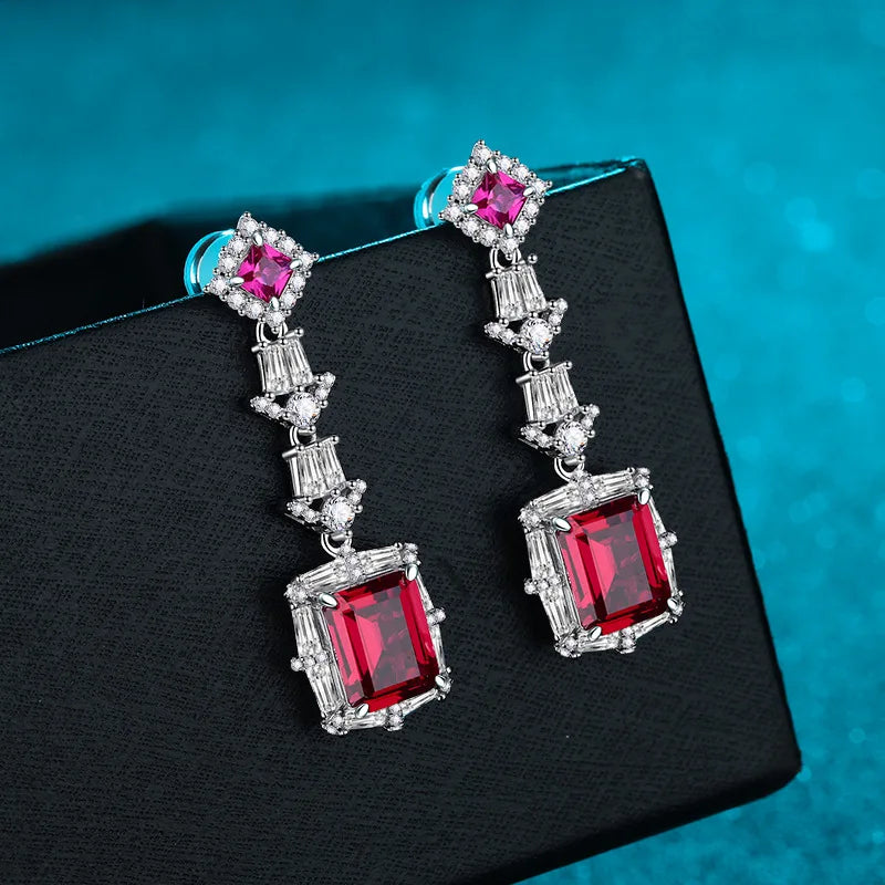 S925 silver drop earrings with garnet for women