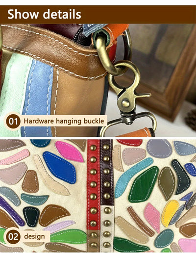 Shoulder tote in cowhide leather for women