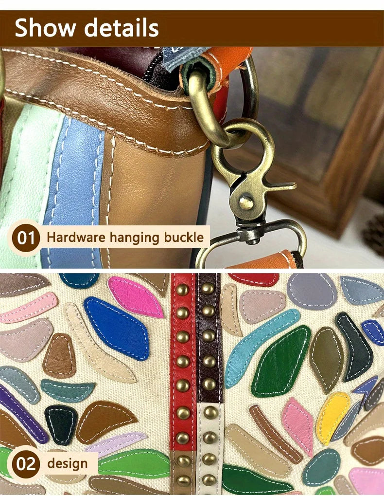 Shoulder tote in cowhide leather for women