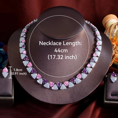 Bridal jewelry set with pink cubic zirconia for women