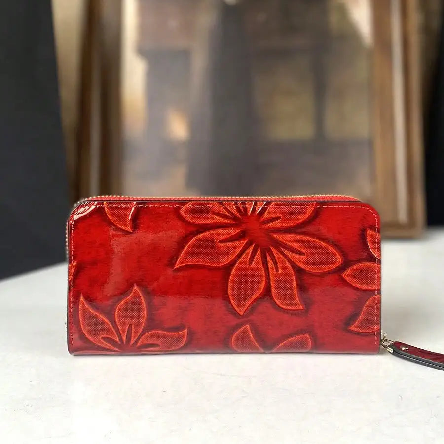 Card wallet with floral print for women