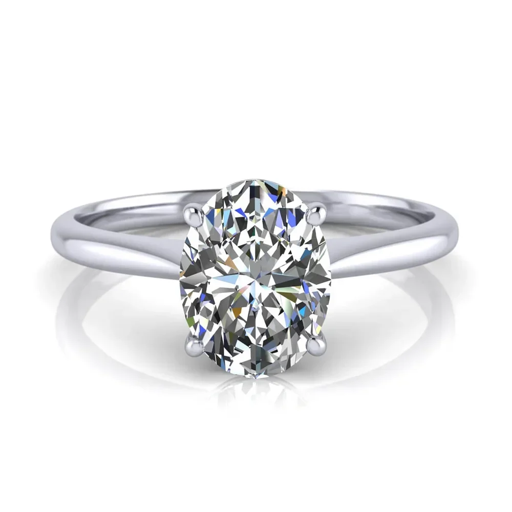 Oval moissanite halo ring in 925 silver for women – ARIANA