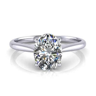Oval moissanite halo ring in 925 silver for women – ARIANA