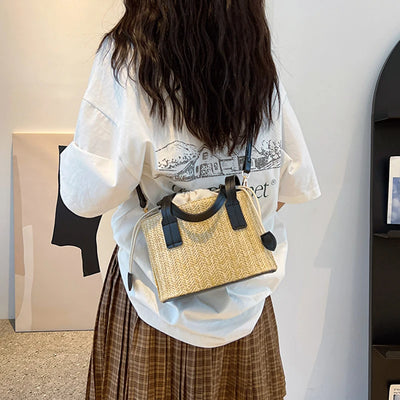 Woven straw bucket bag for women – ARIANA